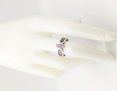Vintage Elegant RING Silver 925 with Chic Bright Stones -size: 8US (18.5mm)| #46