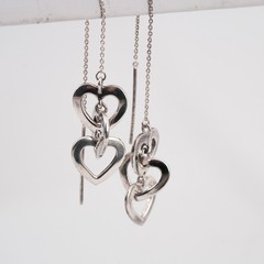 5.3g Joseph Esposito Lovecore Triple Heart Threader Earrings Sterling 925 Mexico
