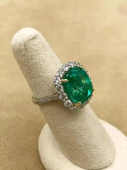 Vintage Style Art Deco 5.30 Ct Natural Green Emerald Wedding Ring 925 Silver