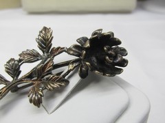 Vintage Jewel Art Sterling Silver Flower Shaped Brooch 2.5 Inches #575