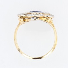 Antique Style Cocktail Ring 2.3 Ct Lab Created Sapphire 14k Yellow Gold Plated