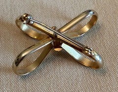 Vintage Mid Century Modern Gold Tone Abstract Bow Knot Brooch Pin 1960s 1.5″