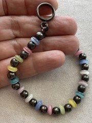 Silpada sterling silver bracelet Hematite & Cat Eye Beads Retired Vintage Estate