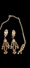 Vintage La Roco crystal necklace Clip on Earrings statement signed costume