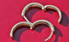 10k yellow gold earrings 0.20ct diamond 0.66″ hinged hoop vintage 2.9gr N26154B