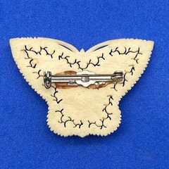 Vintage Carved Celluloid Butterfly Bird Brooch Openwork 2″