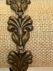 Vintage Art Nouveau revival 1950s-1960s Floral Leaf Motif Link Bracelet- Estate