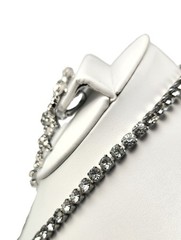 Vintage Baguette Round Clear Rhinestones Necklace Dangle Clip Earrings Set #2