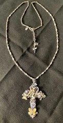 Vintage Kirk’s Folly Fairy Pixies Jeweled Fairy Cross Pendant & Necklace Set