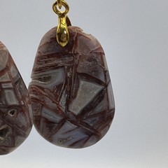 Brecciated Mexican Crazy Lace Jasper Earrings Gold French Wire Natural Gemstone