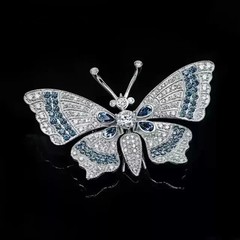3Ct Round Cut Real Moissanite Butterfly Brooch Pin Pendant 14K White Gold Plated