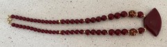 Vintage Japanese Tensha Necklace Hand-painted Beads Burgundy Gold Signed Japan