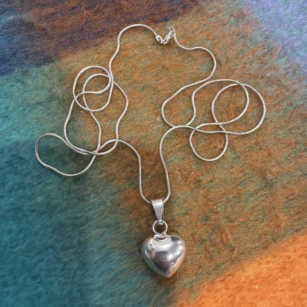 Harmony Fairy Angel Baby Bells Caller Sterling Silver Puffy Heart 30” Necklace