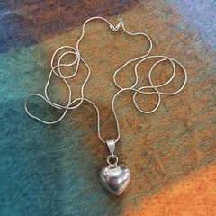 Harmony Fairy Angel Baby Bells Caller Sterling Silver Puffy Heart 30” Necklace