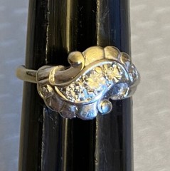 estate 14K White Gold Diamond Ring 50s MCM Swirl Natural 5-Stone .25ct size 7.5