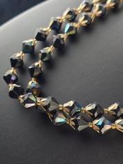 Vintage Lucite Faceted Black Aurora Necklace Mid Century Decorative Clasp 19″
