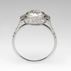 Vintage Art Deco Style Round Cut Lab Created Diamond Engagement 925 Silver Ring