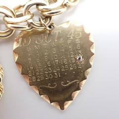 Estate Solid 14K Gold Heavy 74.85g Charm Bracelet Vtg Travel Globe w/Gemstones