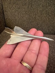 Large 3.75” Modernist Concord Jet Plane British Airways Sterling Silver Brooch