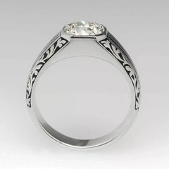 White Diamond 2.30 Ct Art Deco Antique Vintage Men’s Engagement Ring 925 Silver