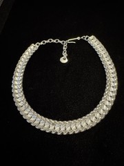 Vintage Western Germany Silver-tone Lightweight Choker Necklace , Wears To 15”