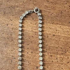 Vintage Clear Glass Rhinestone Bib Necklace Silver Tone Teardrop Collar 15.5in