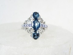 Vintage Sterling Silver 925 Heated London Blue Topaz Tanzanite Ring Size 8