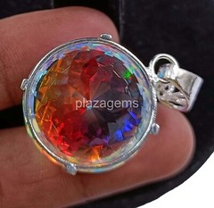 Pretty Round Cut 87 Ct Mystic Topaz 925 Sterling Silver Gemstone Pendant 4OUW
