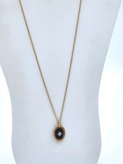 Vintage 1983 AVON Victorian Reversible Pendant Necklace Faux Black Onyx 20″