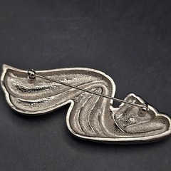 Silver Tone Wave Wavey Brooch Ribbon Vintage 1990s Jewelry