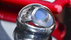 14k white gold sz7.5 ring 3.50ct Lindy star lab-created sapphire diamond 9.7g