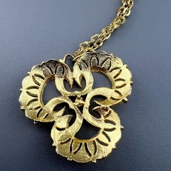 Vintage MCM Necklace Brushed Gold Tone Pendant 24”