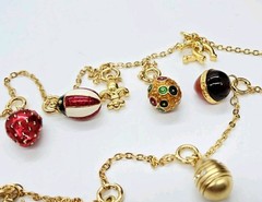 Joan Rivers Faberge Egg Necklace Collection 13 Different Vintage Charms 28 in