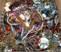 Jewelry Treasure Box Lot Unsearched Unsorted Vtg & New Junk & Good Resell 3 Lbs