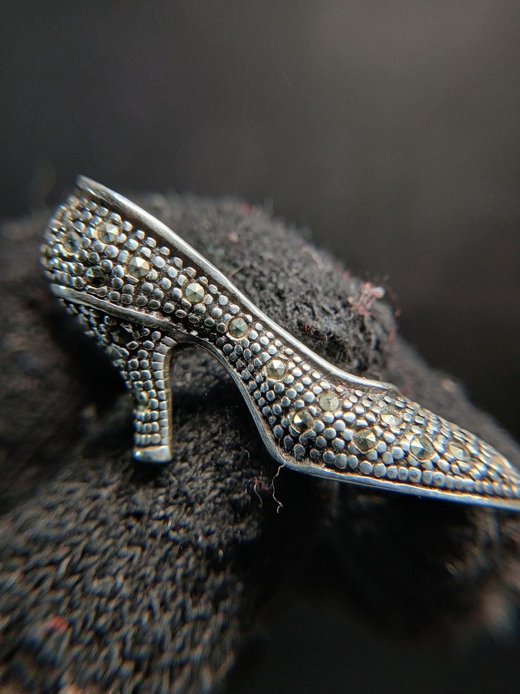 Sterling Silver 925 FAS Art Deco Marcasite High Heel Brooch