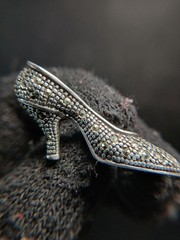 Sterling Silver 925 FAS Art Deco Marcasite High Heel Brooch