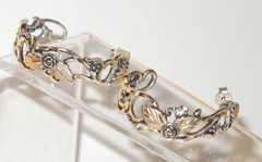 Vtg WM Co. Wheeler Western Two Tone Sterling Silver 12K Gold Hoop Earrings