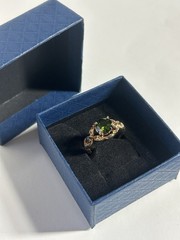 Vintage Green Cubic Zirconia Ring Gold Plated Womens Size 6
