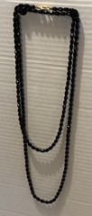 Vintage Mourning French Jet Black Glass Flapper Necklace 48” Long Beaded Strand