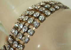 Pretty Vintage 50’s-60’s 5 Row Prong Set Rhinestone Bracelet 195MY6