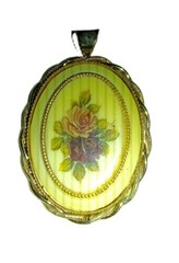 Rose Cameo Style Pendant Necklace 80s Vintage Floral Victorian Revival Jewelry