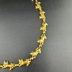 Vintage Necklace Cat Kitten With Yarn Ball Link Shiny Gold Tone 1980s 19″ Avon