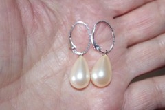 1 Pair Sterling Silver Semi round Large earrings Accessories Use with Any Stone