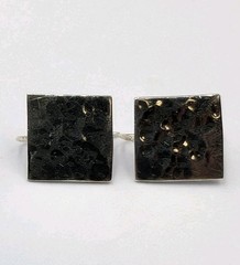 Vintage Sterling Silver 17 mm Hammered Square Attached Hook Dangle 925 Earrings