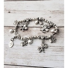 Vintage Cookie Lee Stretch Bracelet Silver Tone Cheer / Cheerleader Theme