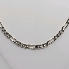 FAS Sterling Silver Vintage Figaro Link 2.5mm Chain Necklace 24″