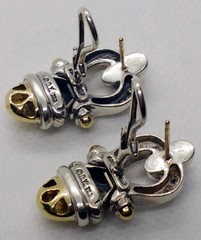 Stunning Vintage David Yurman Diamond 18K Gold & Sterling Omega Back Earrings