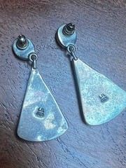 VINTAGE STERLING SILVER LARGE TURQUOISE DROP DANGLE EARRINGS SIGNED
