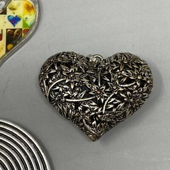 Silver Tone Pendant Lot of 4 Hearts Swirl Articulated Lady Flapper Pure No Chain