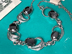 Sorrento Sterling Hinged Clamper Necklace New old stock in box hematite stones